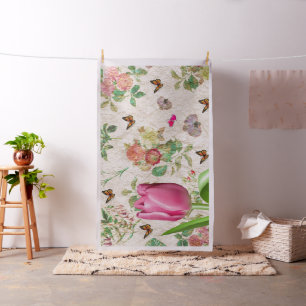 Tela Mariposa Rosa Tulipán Rosa Corazón Rosado Tejido