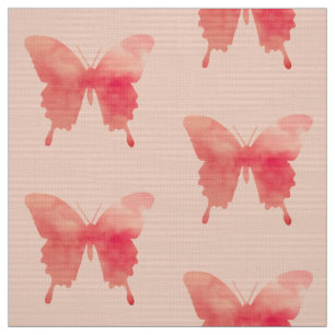Tela Mariposas acuarelas - Coral y Peach