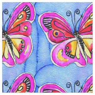 Tela Mariposas acuáticas vibrantes Blue Pink Red Cute