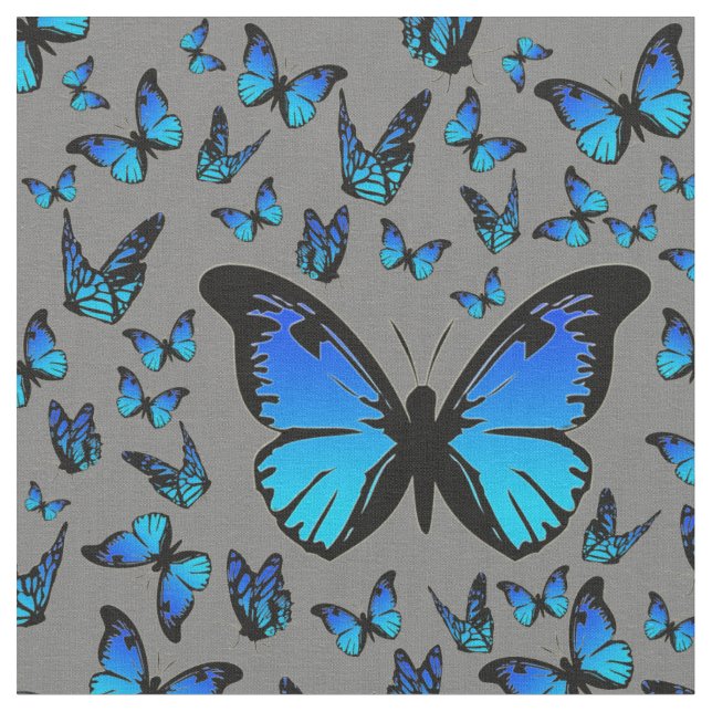 Tela mariposas azules (De cerca)