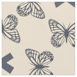 Tela Mariposas azules y Personalizados negrita Monogram