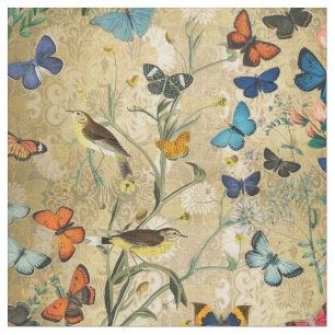 Tela Mariposas Botánicas Vintage