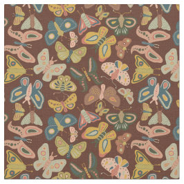 Tela Mariposas de mariposas de arte folclórico Marrón a