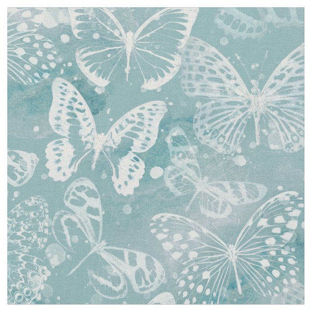 Tela Mariposas de mármol verde marino (De cerca)