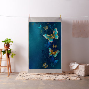 Tela Mariposas doradas sobre fondo azul
