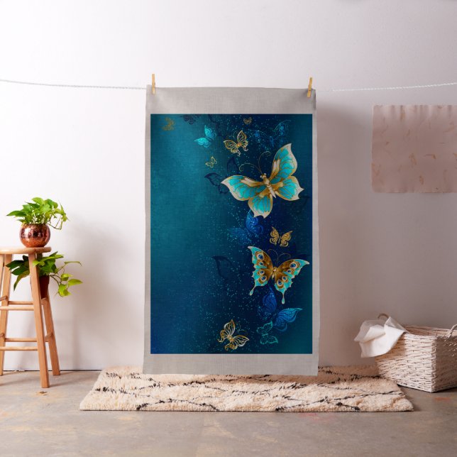 Tela Mariposas doradas sobre fondo azul (In Situ)