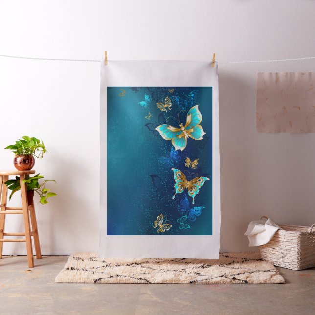 Tela Mariposas doradas sobre fondo azul (In Situ)