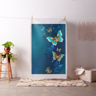 Tela Mariposas doradas sobre fondo azul