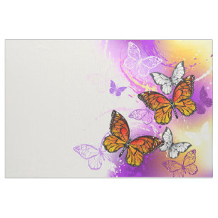 Tela Mariposas monarcas en fondo morado