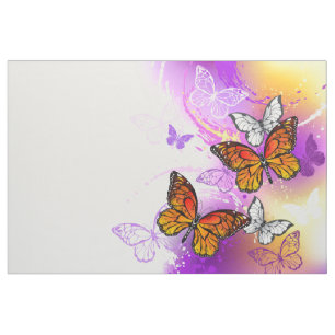 Tela Mariposas monarcas en fondo morado