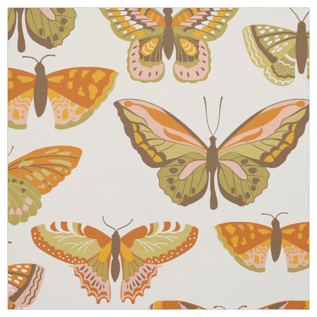 Tela Mariposas Retro Vintage  (Retal)