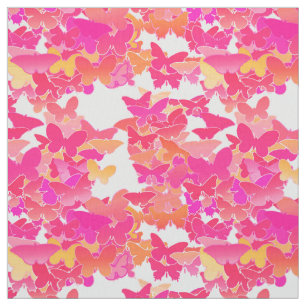 Tela Mariposas, rosa, fucsia y coral