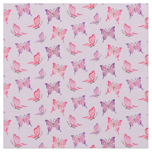Tela Mariposas rosas y púrpura