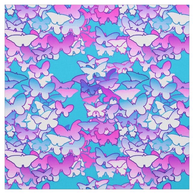 Tela Mariposas, violeta y turquesa (Retal)
