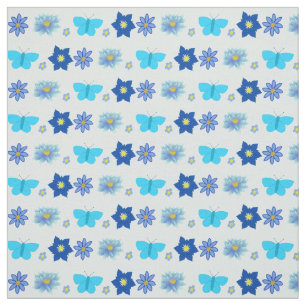 Tela Mariposas y flores Blue Baby Boy