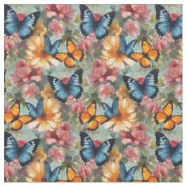 Tela Mariposas y flores impresionistas