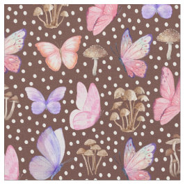 Tela Mariposas y hongos en Brown