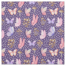 Mariposas y hongos en morado oscuro