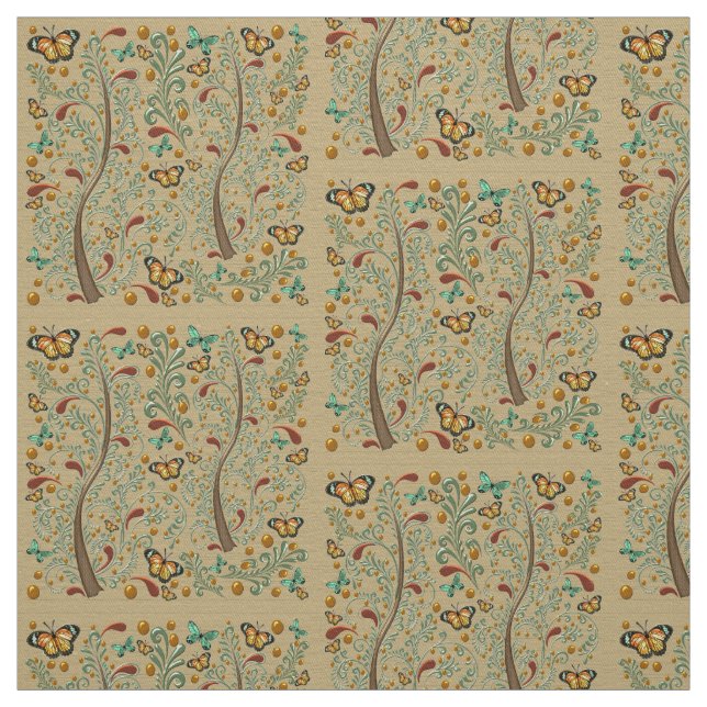 Tela Mariposas y Naranjos Nouveau (Retal)