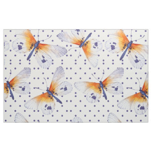 Tela Mariposas Y Puntos De Polka