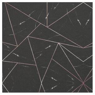 Tela Mármol geométrico negro triángulos de oro contorno