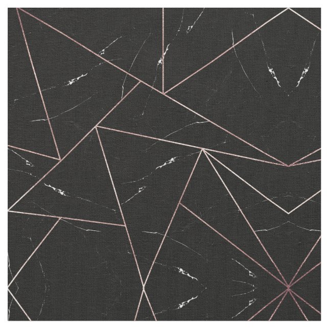 Tela Mármol geométrico negro triángulos de oro contorno (De cerca)