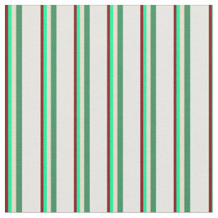 Tela Maroon, Green, Tan, Sea Green y White Stripes