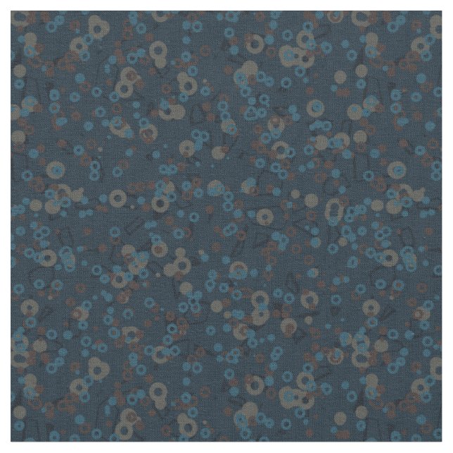 Tela marrón beige azul geométrico (De cerca)