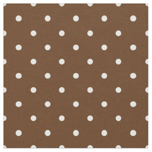 Tela marrón chocolate con puntos de polka blanco