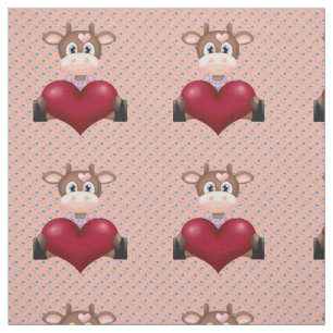 Tela Marrón de vaca y corazón rojo de San Valentín