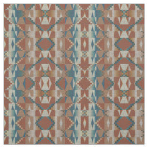 Tela Marrón Naranja Quemado Taupe Azul Turquesa Étnico