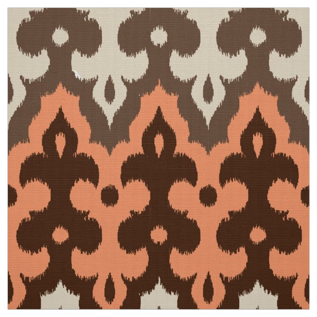 Tela Marroquí Ikat Damask, Brown, Taupe & Coral (Retal)