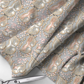 Tela Máscaras de perlas de patrón de mascarada Rosa Id.