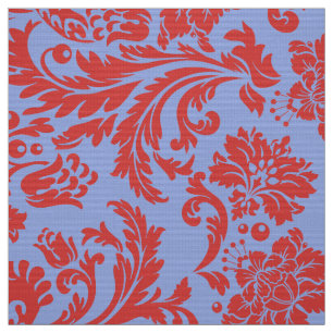 Tela Máscaras de polvo azul y rojizo de flores rojas