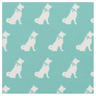 Tela Mascota Akita Dog Silhouette Verde azulado