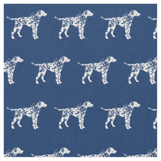 Tela Mascota Dalmatian Dog Silhouette Azul (De cerca)