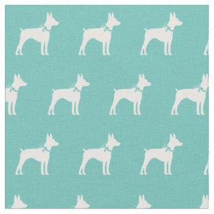 Tela Mascota de Silhouette de Rat Terrier Dog Verde azu