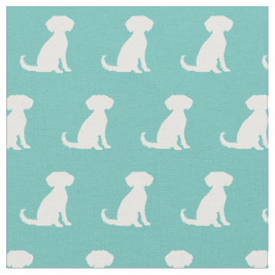 Tela Mascota de Silhouette de Schnoodle Dog Verde azula