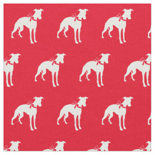 Tela Mascota de silueta de perro blanco rojo