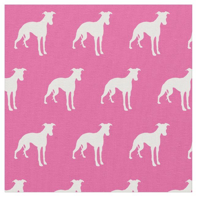 Tela Mascota de silueta de perro blanco rosado (De cerca)
