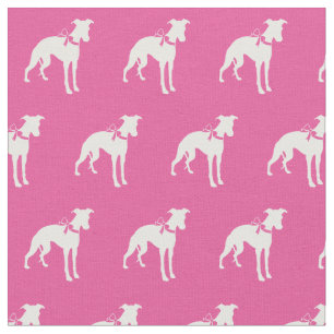 Tela Mascota de silueta de perro blanco rosado
