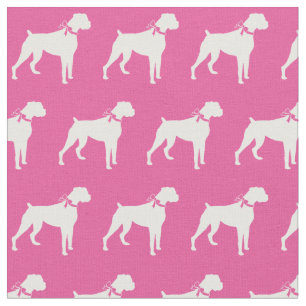 Tela Mascota de silueta de perro boxeador rosado