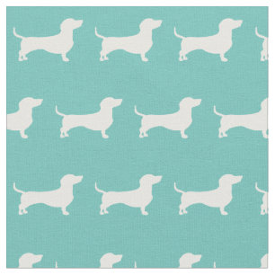 Tela Mascota de silueta de perro Dachshund Weiner Verde