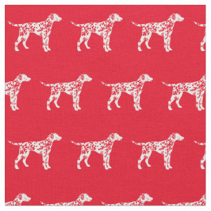 Tela Mascota de silueta de perro de Dalmacia rojo