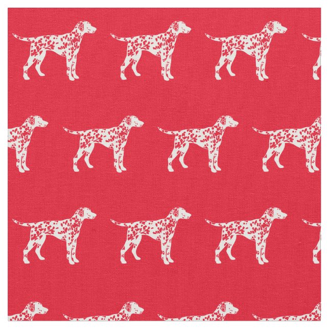 Tela Mascota de silueta de perro de Dalmacia rojo (De cerca)