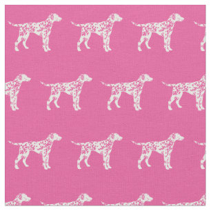 Tela Mascota de silueta de perro de Dalmacia rosa