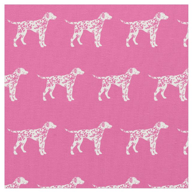 Tela Mascota de silueta de perro de Dalmacia rosa (De cerca)