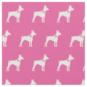 Tela Mascota de silueta de perro de Rat Terrier rosa