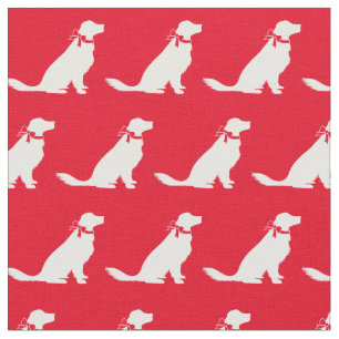 Tela Mascota de silueta de perro dorado rojo