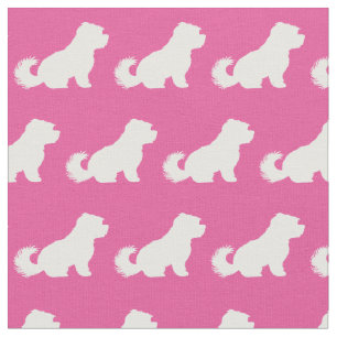 Tela Mascota de silueta de perro maltés rosa